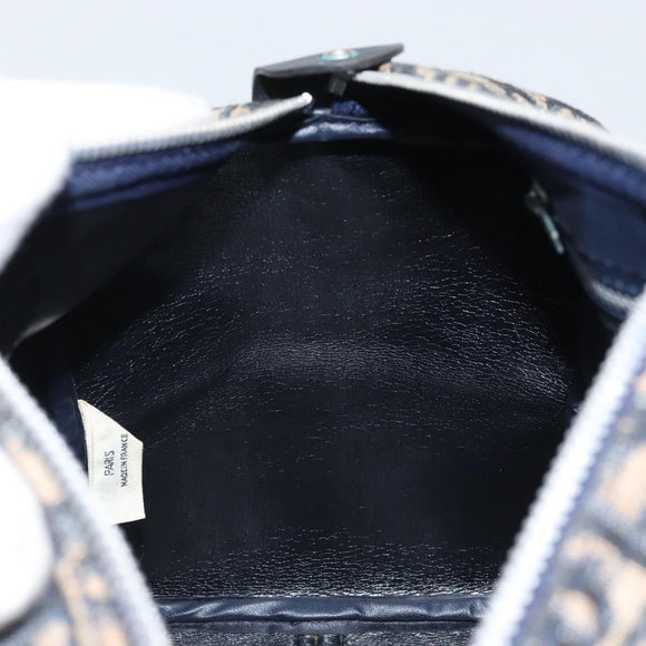 Christian Dior Trotter Canvas Boston Bag Navy Silver Auth BAZ517