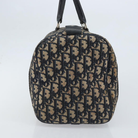 Christian Dior Trotter Canvas Boston Bag Navy Silver Auth BAZ517