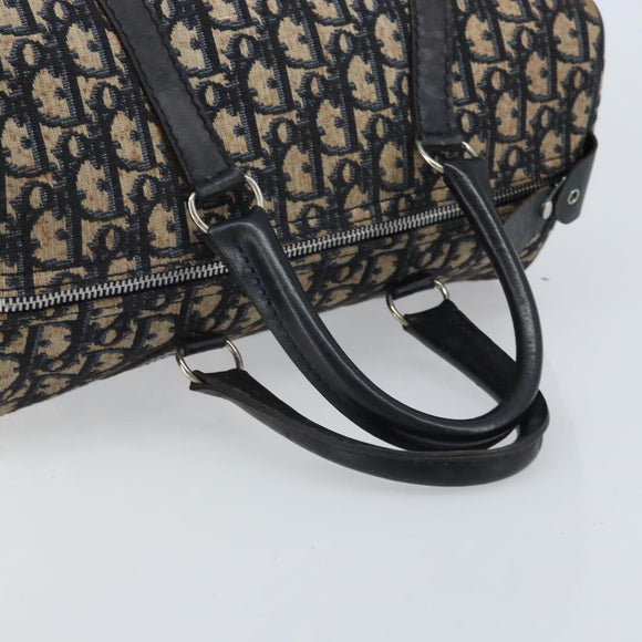 Christian Dior Trotter Canvas Boston Bag Navy Silver Auth BAZ517