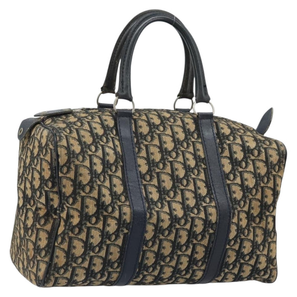 Christian Dior Trotter Canvas Boston Bag Navy Silver Auth BAZ518