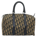 Christian Dior Trotter Canvas Boston Bag Navy Silver Auth BAZ518-2