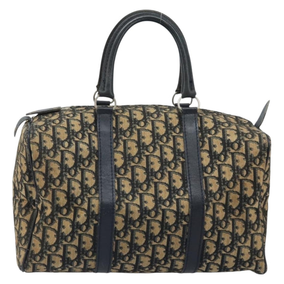 Christian Dior Trotter Canvas Boston Bag Navy Silver Auth BAZ518
