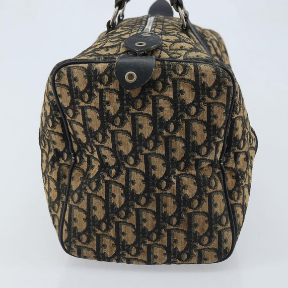 Christian Dior Trotter Canvas Boston Bag Navy Silver Auth BAZ518
