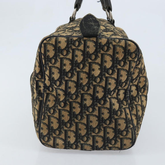 Christian Dior Trotter Canvas Boston Bag Navy Silver Auth BAZ518