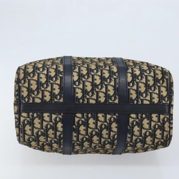 Christian Dior Trotter Canvas Boston Bag Navy Silver Auth BAZ518