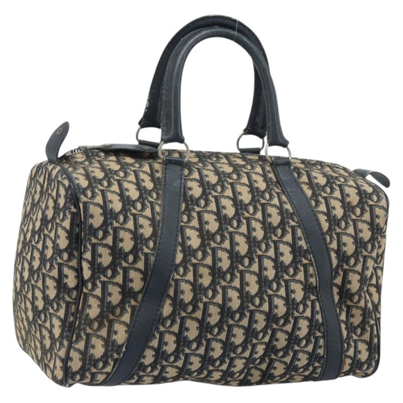 Christian Dior Trotter Canvas Boston Bag Navy Silver Auth BAZ519