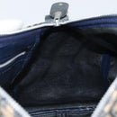 Christian Dior Trotter Canvas Boston Bag Navy Silver Auth BAZ519-17