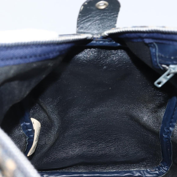 Christian Dior Trotter Canvas Boston Bag Navy Silver Auth BAZ519