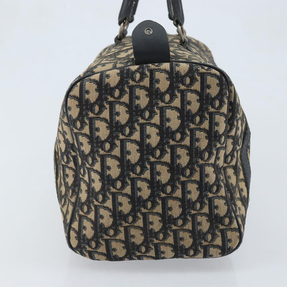 Christian Dior Trotter Canvas Boston Bag Navy Silver Auth BAZ519