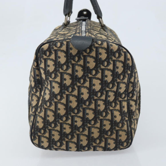 Christian Dior Trotter Canvas Boston Bag Navy Silver Auth BAZ519