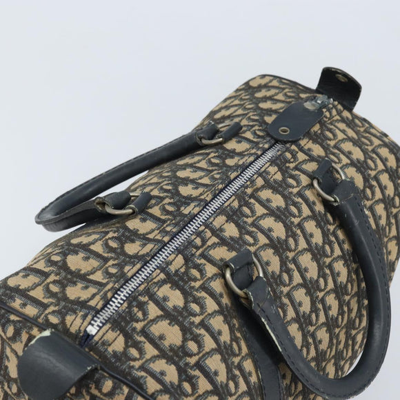 Christian Dior Trotter Canvas Boston Bag Navy Silver Auth BAZ519