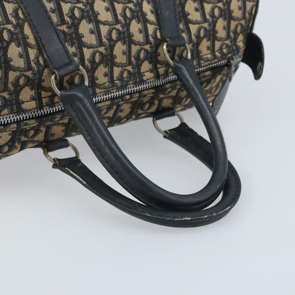 Christian Dior Trotter Canvas Boston Bag Navy Silver Auth BAZ519