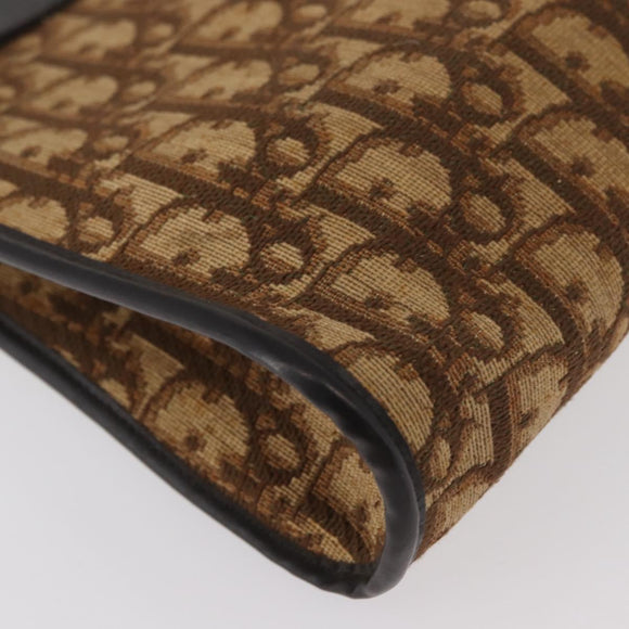 Christian Dior Trotter Canvas Shoulder Bag Brown Gold Auth BAZ520