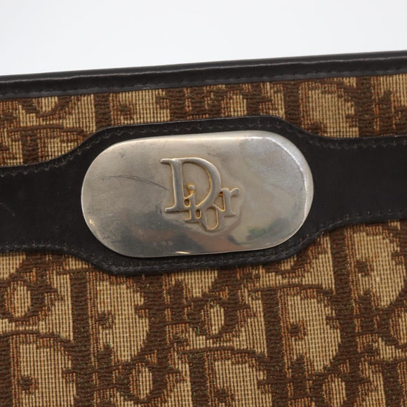 Christian Dior Trotter Canvas Shoulder Bag Brown Gold Auth BAZ520
