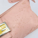 FENDI Mamma Bucket Shoulder Bag Leather Pink Silver Auth BAZ529-10
