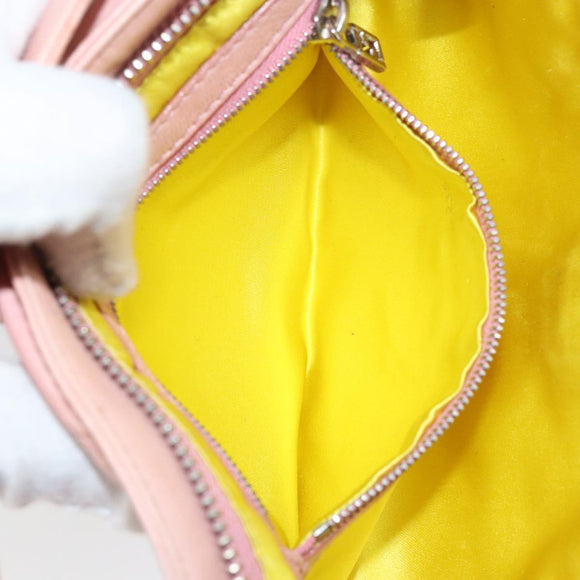 FENDI Mamma Bucket Shoulder Bag Leather Pink Silver Auth BAZ529