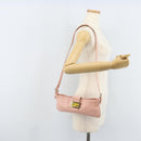 FENDI Mamma Bucket Shoulder Bag Leather Pink Silver Auth BAZ529-29
