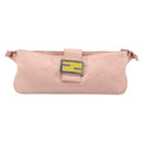 FENDI Mamma Bucket Shoulder Bag Leather Pink Silver Auth BAZ529-13