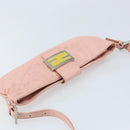 FENDI Mamma Bucket Shoulder Bag Leather Pink Silver Auth BAZ529-6