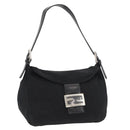 FENDI Mamma Baguette Shoulder Bag Nylon Black Silver Auth BAZ531-1