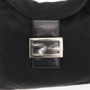FENDI Mamma Baguette Shoulder Bag Nylon Black Silver Auth BAZ531-18