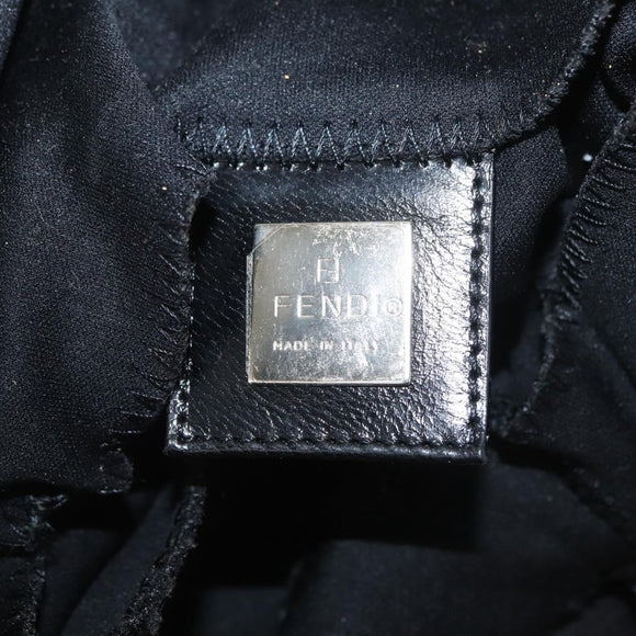 FENDI Mamma Baguette Shoulder Bag Nylon Black Silver Auth BAZ531