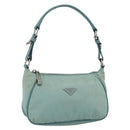 PRADA Shoulder Bag Nylon Leather Light Blue Silver Auth BAZ537-1
