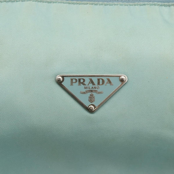 PRADA Shoulder Bag Nylon Leather Light Blue Silver Auth BAZ537
