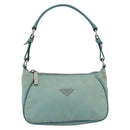 PRADA Shoulder Bag Nylon Leather Light Blue Silver Auth BAZ537-13