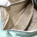 PRADA Shoulder Bag Nylon Leather Light Blue Silver Auth BAZ537-22