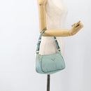 PRADA Shoulder Bag Nylon Leather Light Blue Silver Auth BAZ537-23