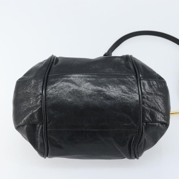 Chloe Etel Hand Bag Leather 2way Black Gold Auth BAZ546