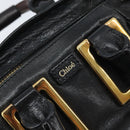 Chloe Etel Hand Bag Leather 2way Black Gold Auth BAZ546-16