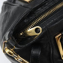 Chloe Etel Hand Bag Leather 2way Black Gold Auth BAZ546-17