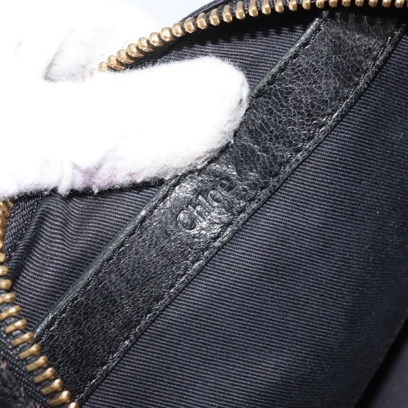 Chloe Etel Hand Bag Leather 2way Black Gold Auth BAZ546