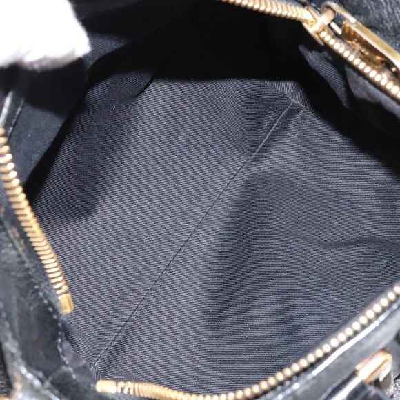 Chloe Etel Hand Bag Leather 2way Black Gold Auth BAZ546
