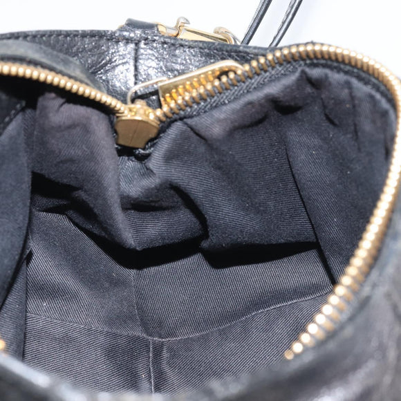 Chloe Etel Hand Bag Leather 2way Black Gold Auth BAZ546