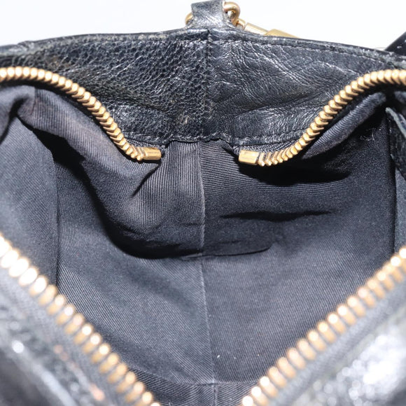 Chloe Etel Hand Bag Leather 2way Black Gold Auth BAZ546