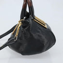 Chloe Etel Hand Bag Leather 2way Black Gold Auth BAZ546-4