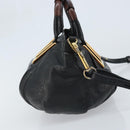 Chloe Etel Hand Bag Leather 2way Black Gold Auth BAZ546-5