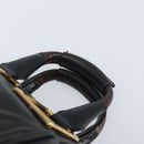 Chloe Etel Hand Bag Leather 2way Black Gold Auth BAZ546-8