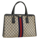 GUCCI GG Supreme Sherry Line Hand Bag PVC Navy Gold 010 378 Auth BAZ548-1