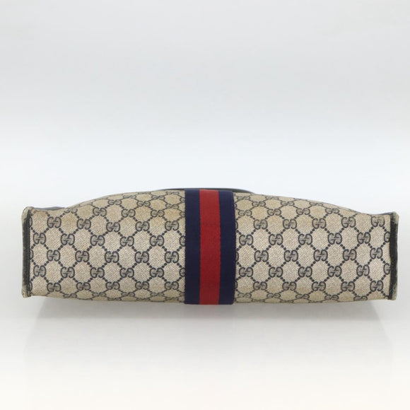 GUCCI GG Supreme Sherry Line Hand Bag PVC Navy Gold 010 378 Auth BAZ548