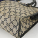 GUCCI GG Supreme Sherry Line Hand Bag PVC Navy Gold 010 378 Auth BAZ548-11
