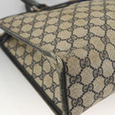 GUCCI GG Supreme Sherry Line Hand Bag PVC Navy Gold 010 378 Auth BAZ548-12