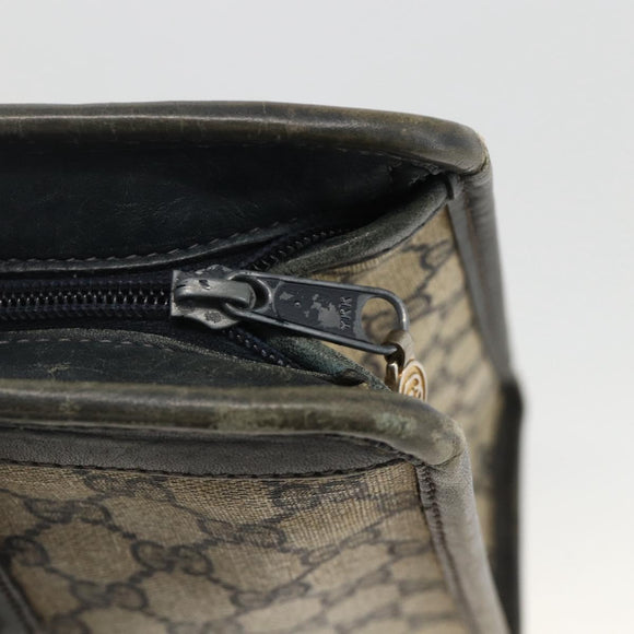 GUCCI GG Supreme Sherry Line Hand Bag PVC Navy Gold 010 378 Auth BAZ548