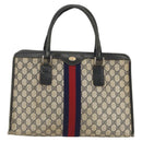 GUCCI GG Supreme Sherry Line Hand Bag PVC Navy Gold 010 378 Auth BAZ548-2