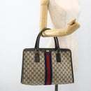GUCCI GG Supreme Sherry Line Hand Bag PVC Navy Gold 010 378 Auth BAZ548-23