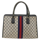 GUCCI GG Supreme Sherry Line Hand Bag PVC Navy Gold 010 378 Auth BAZ548-3