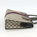 GUCCI GG Supreme Sherry Line Hand Bag PVC Navy Gold 010 378 Auth BAZ548-5